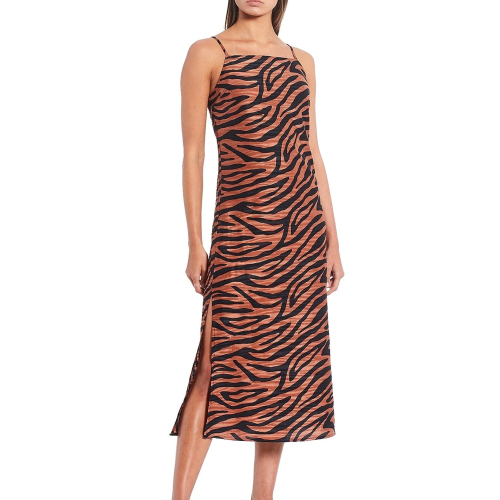 GB Zebra Printed Satin Midi Dress NWOT